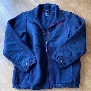 The North Face Blue Fleece Zip Up Jacket size large girls 14/16
